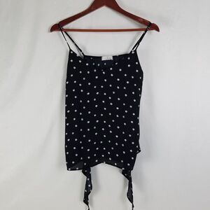 CAD Shirt Womens Medium READ Black Spaghetti Strap Top Sheer Polka Dot Blouse‎